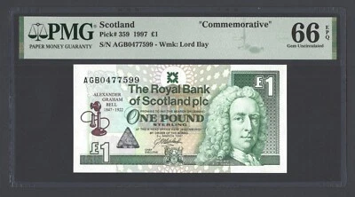 Scotland One Pounds 1997 P359 "Commemorative" Uncirculated Grade 66 - Image 1 of 2