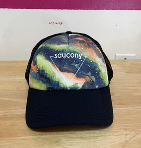 Saucony Foamie Trucker Black Cap Mesh Multicolored Hat Logo - Picture 1 of 9