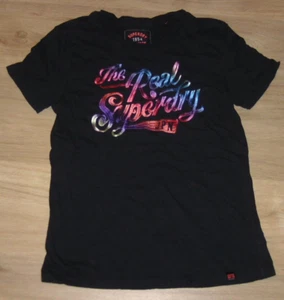 Damen Superdry Shirt schwarz mi bunter Schrift gestickt Gr. M 40 - Bild 1 von 2