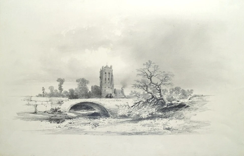 Jules Achille NOËL (1810 -1881) Paysage - Bretagne -   Dessin original ancien - Photo 1/1