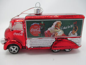 Coca-Cola Kurt Adler Glass Truck Santa Delivery Holiday Christmas Ornament