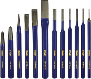 IRWIN Chisel Set, Chisel and Punch, 12-Pack with Various Sizes, Tempered for Dur - Picture 1 of 12