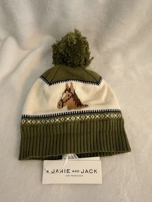NUEVO CON ETIQUETAS - Gorro Janie & Jack Baby Horse Pom en Oliva - Talla 6-12 Meses Foto 1 de 2