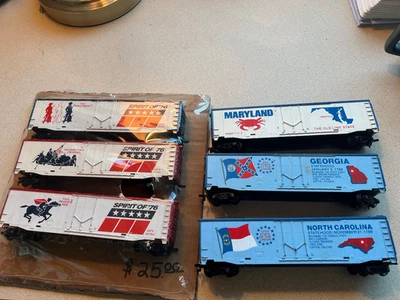 Lot of 6 Boxcars ,3 TYCO Spirit Of 76 Boxcars, State Cars Maryland, NC, GA, EX - Image 1 of 4