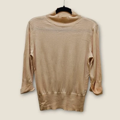 Blusa Pamela Dennis Private Client Group seda cashmere malha gola simulada pequena - Imagem 1 de 4