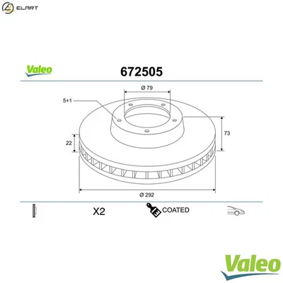 2x BRAKE DISC 672505 FOR BMW N46 B20 CB 2.0L 4cyl 3 SERIES N46B20CB/B/C N47D20 - Image 1 of 4