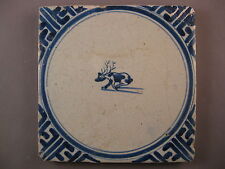 Antique Dutch Tile animal in a circle framing rare 17th -- free shipping
