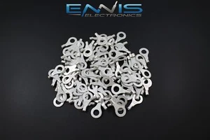 18-22 GAUGE 25 PK UNINSULATED NON INSULATED RING 1/4 TERMINAL CONNECTOR URR14 - Picture 1 of 4