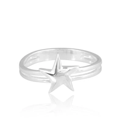 Star Shape 925 Sterling Silver Double Band Ring For Wedding, Engagement Women - Image 1 of 4
