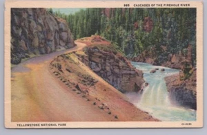 Postal de lino Cascadas of Firehole River, Parque Nacional de Yellowstone, Wyoming - Imagen 1 de 2