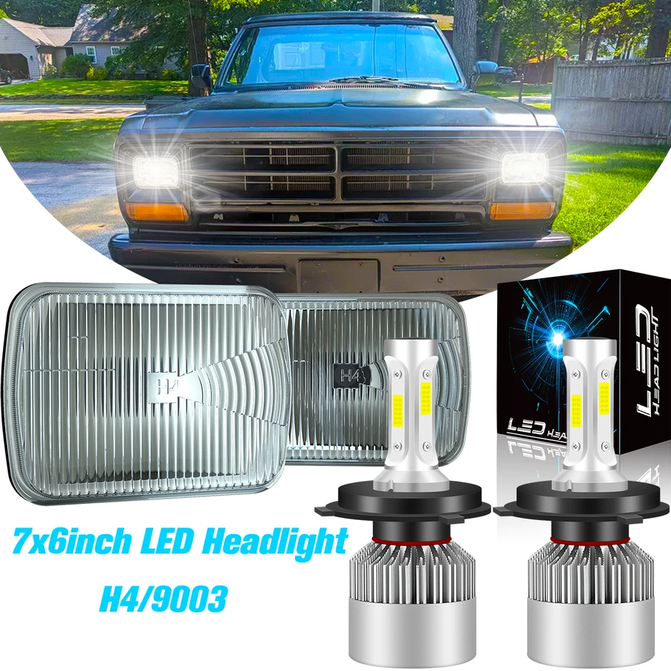 Faróis de LED 5X7" 7x6 polegadas 2 peças para Dodge Ram carregador Ram 50 W150 W250 W350 - Imagem 1 de 4