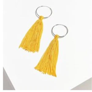 Urban Outfitters Women's Cordelia Tassel Hoop Earrings NWT 45 yellow - Picture 1 of 9