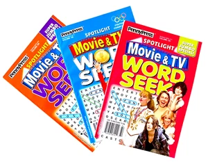 Lot 3 NEW Penny Press Dell Spotlight Movie TV Word Seek Search Puzzle Books - Picture 1 of 2
