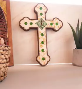 Cruz de Mosaico Cristiano Ortodoxo Decoración del Hogar, IC XC NIKA Iconostasio Colgante de Pared - Imagen 1 de 5