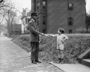 Child Hands Santa Letter to Mailman 1920 8x10 Reprint Of Old Photo - Picture 1 of 1