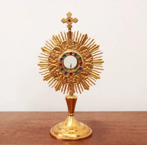 Monstrance with Luna Vintage Catholic Christian Home Decor Ostensorium Rare Old - Picture 1 of 7