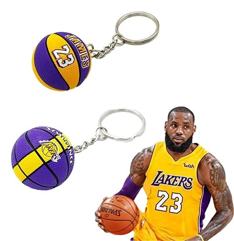 NBA Lebron James 23 LA Lakers Basketball Keychain 2 Pack (Yellow/Purple) NEW Cover