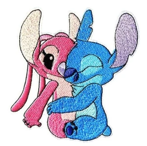 Lilo and Stitch Stitch and Angel 4 Inches Tall Embroidered Iron On Patch - Picture 1 of 1