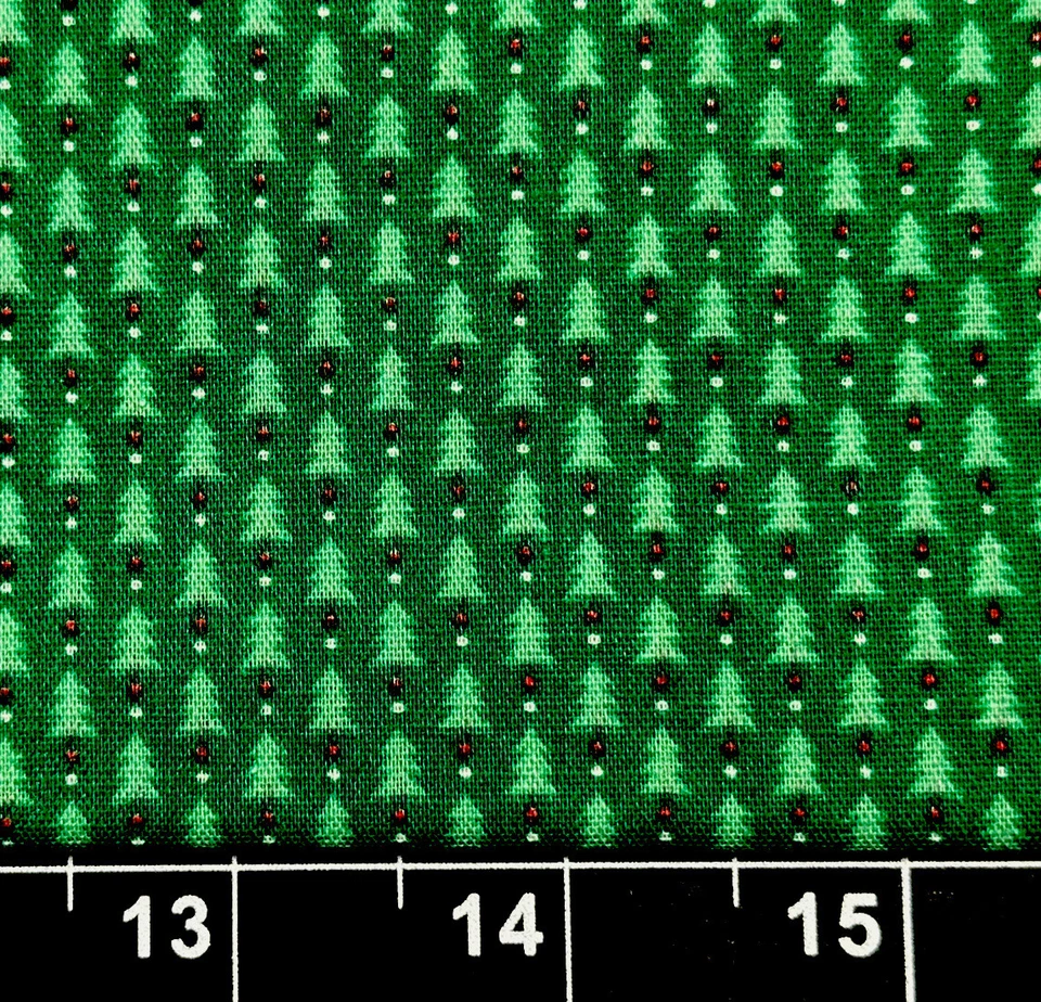 Pequeña mini tela de algodón verde de pinos decorados con Navidad de 9"x21" chatarra Tina Foto 1 de 1