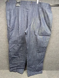 roundtree yorke travel smart pants men's 48x29 big & tall blue pleated - Stain? - Picture 1 of 7