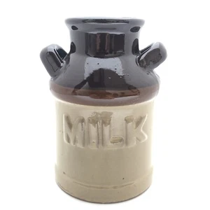 Ceramic Two Handled Milk Creamer Jug Brown & Beige 5 1/4in - Picture 1 of 6