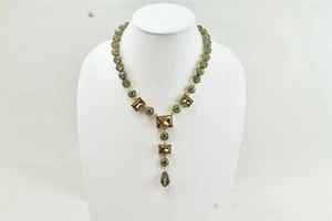 Heidi Daus Brown Beaded Drop Crystal Statement Necklace - Picture 1 of 4
