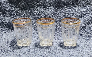 3 GOLD RIMMED SHOT GLASSES CORDIAL - Picture 1 of 1