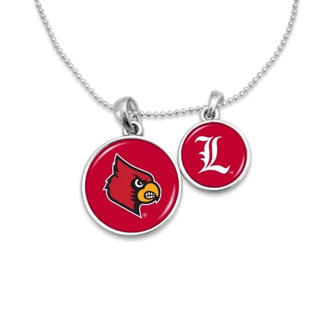 New Louisville Cardinals Silver 2 Charm Necklace, Gift for Her Mom Cover