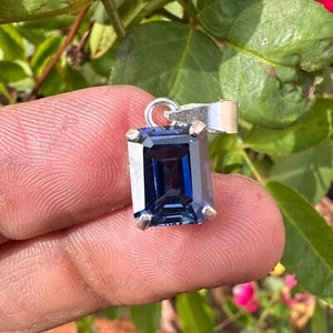10,90 ct natürlicher blauer Saphir Edelstein 925 Silber Anhänger Handarbeit Schmuck - Bild 1 von 7