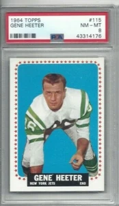 Tarjeta de fútbol americano Topps 1964 #115 Gene Heeter New York Jets clasificación PSA 8 - Imagen 1 de 1