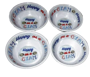 Melamine-Ware ~ HAPPY AS A CLAM ~ DIPPING BOWLS ~ 4" Diameter ~ Set of 4 - Picture 1 of 1