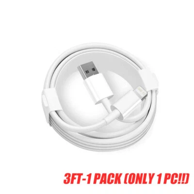 3PACK USB Data Fast Charger Cable Cord For Apple iPhone 5 6 7 8 X 11 12 13 MAX - Image 1 of 4