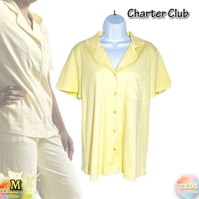 Nuevo con etiquetas Pijama Charter Club Para Mujer M Cuello M M Top Solo 100182150 Amarillo Foto 1 de 4
