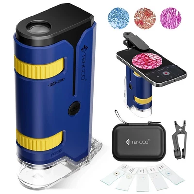 100X-250X Mini Pocket Microscope for Kids Adults, Portable Handheld Microscope - Image 1 of 4