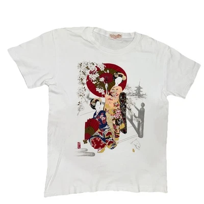 Camiseta vintage años 90 japonesa kimono arte gráfico talla delgada grande/mediana Foto 1 de 4