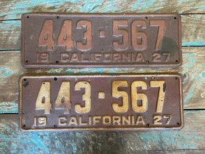 California 1927 ROTES Nummernschild Paar Set Ford Model T Chevy Dodge Olds Cad - Bild 1 von 5