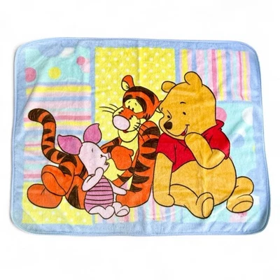 Cobertor de lã vintage anos 90 Winnie the Pooh pelúcia pastel leitão tigre - Imagem 1 de 4