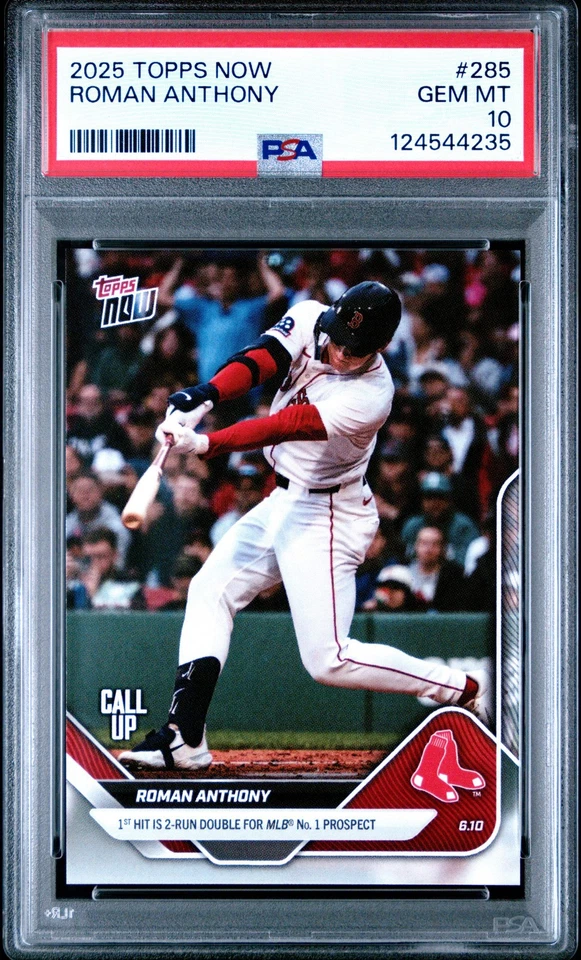 Tarjeta de béisbol graduada 2025 Topps Now Roman Anthony #285 novato radiocontrol PSA 10 gemas como nueva Foto 1 de 2