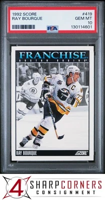 1992 SCORE #419 RAY BOURQUE BRUINS HOF POP 5 PSA 10 - Image 1 of 3