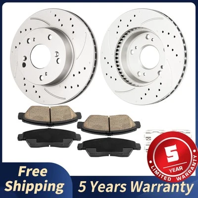 Front Disc Brake Rotors + Brake Pads for Honda Civic 2012-2014 Acura ILX 2013-14 - Imagem 1 de 4