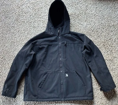 Carhartt Nylon Shell Fleece Lined Hooded Full Zip Men’s XL Black Jacket J182 - Image 1 of 4