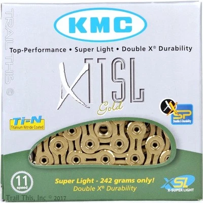 KMC X11SL Gold 11-Speed Road / CX Bike Chain Ti-N 116-Links fits SRAM Shimano - Image 1 of 3