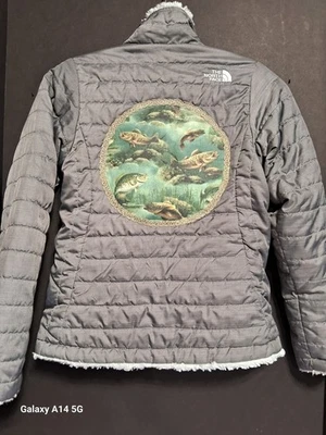 The North Face Gray/Teal Moss Bud Quilted  Jacket Girls Sz Small 8/10 Decorated - Image 1 of 4