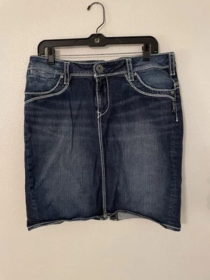 Falda vaquera Monroe plateada de mezclilla Y2K punto grueso 31 Foto 1 de 4