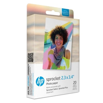 HP 2FR23A 2.3 x 3.4" Premium Zink Photo Paper (20 Sheets) Compatible with Sprock - Image 1 of 4