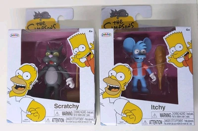  Conjunto de bonecos Itchy & Scratchy Jakks 2,5” The Simpsons novo raro 2024 perfeito estado - Imagem 1 de 4