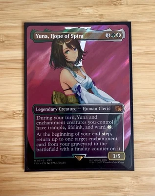 Yuna, Hope of Spira (Borderless) (Surge Foil) Final Fantasy Foil NM *Hard Case* - Image 1 of 2