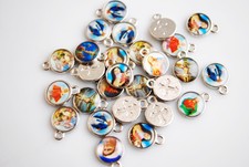 Wholesale 50Pcs Catholic Religious Crosses Enamel Medals Pendant Crucifixes 13mm