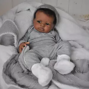 Realistic Reborn Baby Dolls Black Boy, 20 Inch African American Newborn Boy Doll - Picture 1 of 12