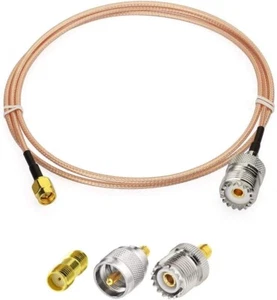 SMA Male to SO239 Cable 6.5ft with SMA UHF Male Female Adapter for CB Ham Radio - Picture 1 of 6